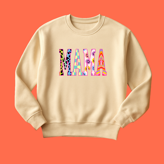 Mama-Rainbow color/pattern Sweatshirt- Crewneck